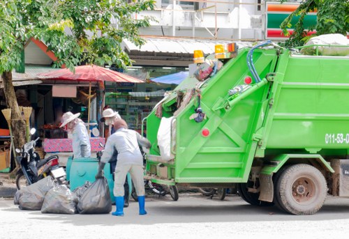 Commercial waste bin outside an office building